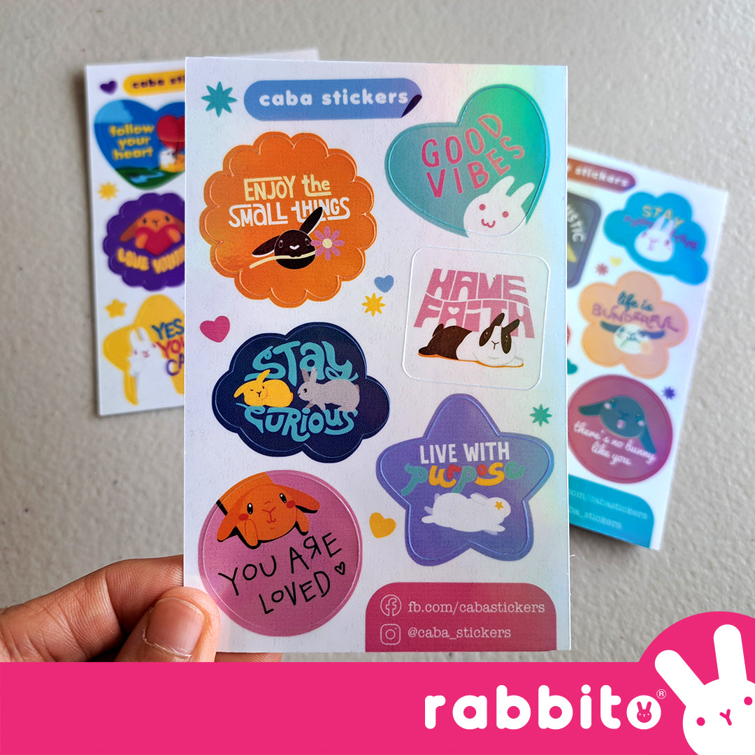 Bunny Pawsitivity Holographic Sticker Sheets