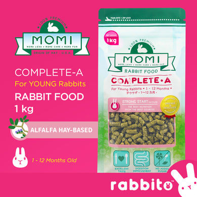 MOMI Complete-A Young Rabbit Food 1KG (Alfalfa Hay-Based Pellets)