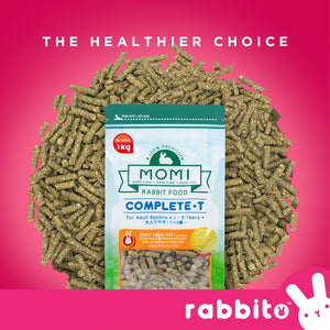 MOMI Complete-T Adult Rabbit Food 1KG (Timothy Hay-Based Pellets)
