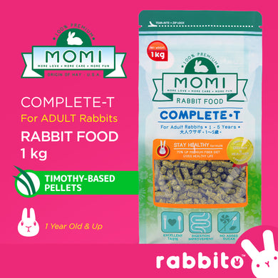 MOMI Complete-T Adult Rabbit Food 1KG (Timothy Hay-Based Pellets)